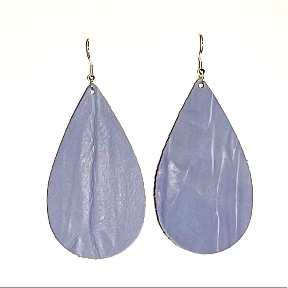 Real Genuine Leather Earrings - Blue
